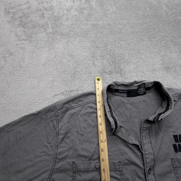 Harley-Davidson Shirt Mens 4XL Gray Short Sleeve Button Front Embroidered Eagle - Picture 3 of 6